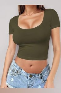 Camiseta corta ajustada para mujer, moda de verano, mezcla de spandex, top sexy de moda para discoteca - Product Image 3