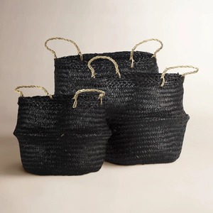 Set of 3 Black Seagrass <b>Storage</b> <b>Baskets</b> Handmade <b>Storage</b> <b>Basket</b> Wholesale eco-friendly Made in Vietnam - Product Image 1