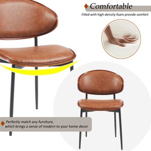 Juego de 2 Sillas de Comedor de Estilo Italiano Moderno de Mediados de Siglo, Cuero PU de Lujo con Diseño de Madera Curvada y Patas de Metal Mate - Product Image 4