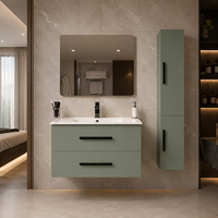 Mueble de Baño Vera con Espejo, Gabinete de Cerámica Resistente al Agua, Diseño Moderno, Acabado Duradero, Uso Hospitalario, Iluminado, para Apartamento