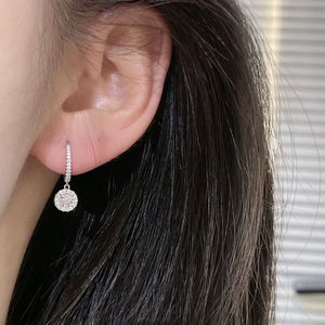 Pendientes de Aro Bali con Diamantes Redondos Cultivados en Laboratorio, Certificados por IGI, DEF VVS VS, Oro, Plata, Corte Redondo Clásico, Pendientes de Aro Circulares - Product Image 1