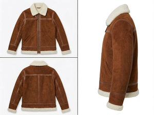 Blouson Bomber Homme en Cuir Véritable Premium avec Fermeture Éclair, Doublure Douce en Fausse Fourrure Polyester, Chaleur Hivernale, Style Streetwear, Séchage Rapide - Product Image 4