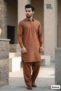 Indian Traditional Wedding <b>Men's</b> Premium Cotton Material Full Stitched Pathani <b>Kurta</b> with Salwar Bottom for <b>Mens</b> Wear Cloth - Product Image 2