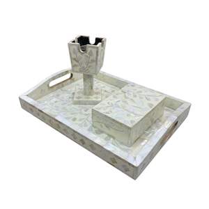 Brûleur d'encens Bakhoor en nacre de Dubaï, Émirats Arabes Unis, avec plateau et boîte de rangement, idéal pour le Ramadan et l'Aïd, vente en gros au Vietnam - Product Image 4