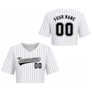 Maillot de baseball court personnalisé pour femme – Tenue d'équipe personnalisée avec nom et numéro imprimés – Chemise de softball légère à rayures avec boutons - Product Image 1