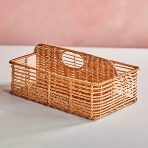 <b>Kitchen</b> silverware basket rattan flatware <b>caddy</b> wooden cutlery organizer utensil container - Product Image 3