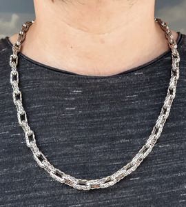 Solid 925 Sterling <b>Silver</b> Plated Figaro Chain Necklace Men's Hip Hop Jewelry Zinc Alloy Chain Daily Wear Style - Product Image 1