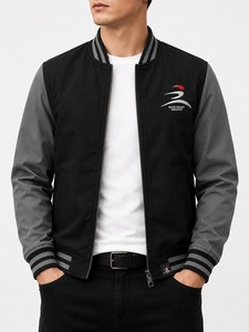 Chaqueta Varsity de Béisbol con Capucha para Hombre, Diseño Personalizado OEM, Dos Tonos, Estilo Urbano, Hip Hop, Lona Impermeable y Resistente al Viento con Forro de Lana - Product Image 1
