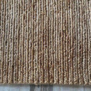 Handmade Natural Jute Area Rug Solid Plain Woven Soumak Carpet Rustic Farmhouse Boho Living Room Bedroom Entryway Floor Decor - Product Image 6