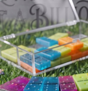 Double Six <b>Domino</b> <b>Set</b> 28PCS Premium Resin <b>Domino</b> Tiles with Acrylic Storage Box Classic Tabletop Family Game - Product Image 3