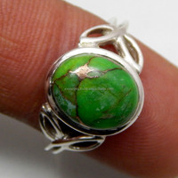 Cuivre Turquoise Gemstone 925 Bague En Argent Sterling Bijoux Personnalisés Argent Femmes Mode Hommes Cadeau Bijoux Indiens