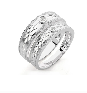 925 Sterling <b>Silver</b> <b>Silver</b> Floral <b>Couple</b> <b>Rings</b> - Product Image 2