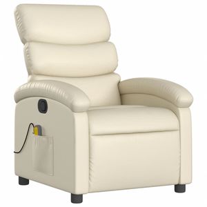 Cream Faux Leather <b>Massage</b> <b>Recliner</b> <b>Chair</b> - Product Image 3