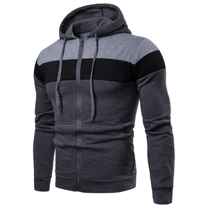 Sudadera con Capucha para Hombre, Diseño Color Block, Cierre Frontal, Estilo Casual para Otoño, Corte Regular, Tejido con Patrón Azul, Rojo y Blanco - Product Image 4