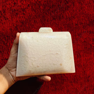 Luxury handcrafted resin clutch bag with marble texture bead handle evening party statement accessory for women - Product Image 1