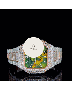 Reloj Mecánico de Lujo con Diseño de Serpiente, Cuadrado, de Acero Inoxidable, con Diamantes Moissanite VVS, Analógico, de Alta Calidad, Totalmente Adornado con Piedras - Product Image 1