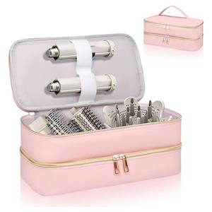 Sac de rangement portable simple à double compartiment en polyester pour outils capillaires avec double fermeture éclair, idéal pour <span class=keywords><strong>fer</strong></span> à friser et peignes de voyage - Product Image 4