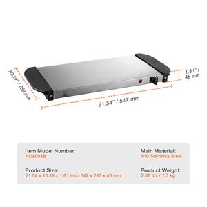 Vassoio Riscaldante Elettrico Portatile in Acciaio Inox con Controllo Manuale della Temperatura Regolabile per Riscaldamento Cibo Buffet - Product Image 4