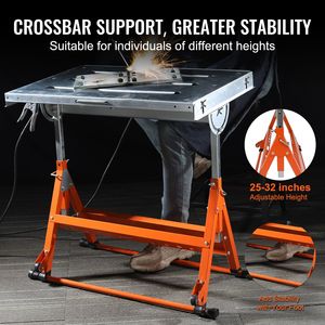 Table de travail de soudage avec dimensions de 30'' x 20'' et capacité de charge de 400 lb, table de travail pliable en acier à fentes de 1,1'' avec roues - Product Image 4