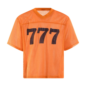 <b>White</b> Mesh V-Neck T-Shirt 777 Print Oversized <b>Crop</b> <b>Top</b> Men Street Style Short Sleeve Breathable Fashion Tee - Product Image 4