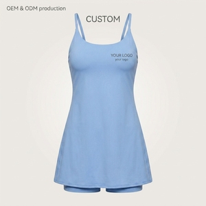 Vestido de pickleball de una pieza para mujer con shorts de compresión a juego, espalda recortada, tirantes ajustables, ropa casual para cancha OEM ODM - Product Image 3