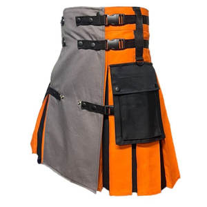 Kilt écossais gris et orange pour homme, style utilitaire, kilt moderne des Highlands, mode 2026 - Product Image 3