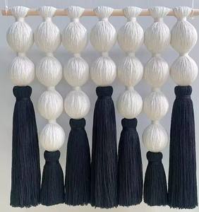 Tapiz Moderno de Algodón con Poste de Madera, Bola Esférica, Burbuja, Macramé, Arte de Pared Colgante, Decoración de Pared para Sala de Estar - Product Image 1