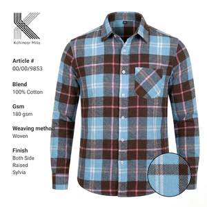 Men's 100% Cotton <b>Flannel</b> Plaid Long Sleeve Casual Shirt Full Sleeve Turn-down Collar Autumn Wear - Product Image 5
