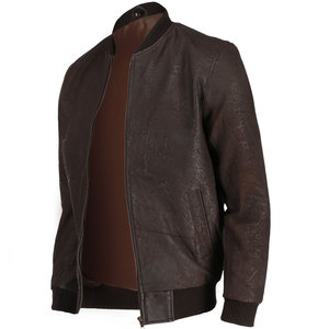 Chaqueta de Cuero Tipo Bomber Marrón para Mujer, Cuello Alto Personalizado, Puños Acanalados, Marca OEM, Prenda Exterior de Cuero Genuino a la Moda - Product Image 6