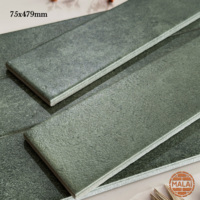 Carreaux de céramique industriels noir mat multi-moulures 75x479mm, briques linéaires fines noir profond pour la conception d'intérieurs commerciaux