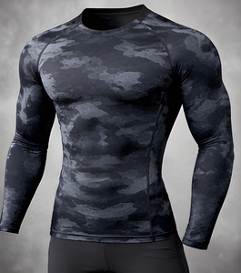 Camiseta de Compresión de Manga Larga para Hombre, Tejido de Punto de Poliéster y Elastano, Alta Elasticidad, Ropa Deportiva para Gimnasio, Fabricante - Product Image 3