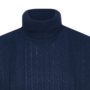 Pull à col roulé en tricot bleu marine pour homme, manches longues, couleur unie, pull d'hiver, coupe classique, laine/acrylique, anti-rétrécissement, séchage rapide - Product Image 4