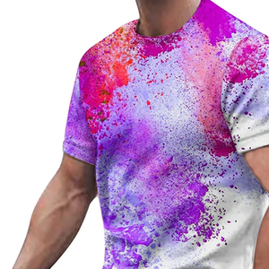 ราคาขายส่ง เสื้อยืดแขนสั้นและกางเกงขาสั้นชุดเซ็ตสำหรับผู้ชาย ดีไซน์ใหม่สำหรับฤดูร้อน สวมใส่สบาย เอวยางยืด ความยาวระดับเข่า ลายพิมพ์แบบซับลิเมชั่น - Product Image 5