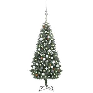 Sapin de Noël artificiel pré-éclairé de 70,9 pouces avec un ensemble de boules et de cônes de pin, décorations de Noël festives - Product Image 1