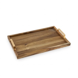 <b>Rustic</b> Solid Wood Serving Tray With Natural Grain Finish Multipurpose Breakfast in <b>Bed</b> & Appetizer Tray Durable Farmhouse Decor - Product Image 4