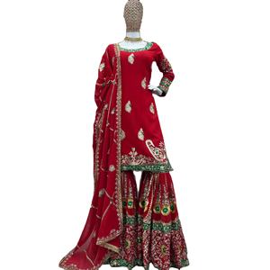 Último diseñador Faux Georgette Thread And Sequence Work Sharara Suit de Fab Zone - Product Image 1