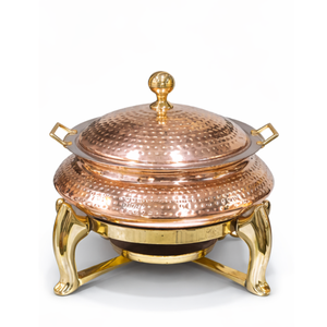 ถาดอุ่นอาหารทรงกลมสแตนเลสสีทอง - Product Image 5