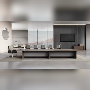 Poste de travail de bureau HPL grande taille avec base en contreplaqué E1, largeur de 2000 à 4800 mm, design de bureau professionnel pour cadres - Product Image 1