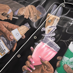 Chemise décontractée à manches courtes en soie de haute qualité, coupe ajustée, design personnalisé, color-block, respirante pour l'été, pour hommes - Product Image 3