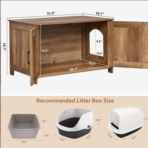 <b>Wood</b> <b>Cat</b> <b>House</b> Cabinet With Storage Doors And Pet Entry For Indoor <b>Cats</b> Living Room Furniture Classic Style - Product Image 4