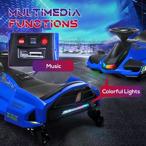 Go-Kart Elettrico Blu 12V con Avvio Lento, Musica, Luci, Trazione 4x4, Freno a Disco, Motore Personalizzato per Bambini da 1 Anno - Product Image 5