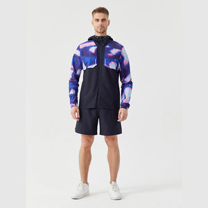 Ensemble de survêtement léger personnalisé pour homme, veste de sport et short, coupe-vent d'extérieur, 2 pièces, collection automne, vente en gros - Product Image 2
