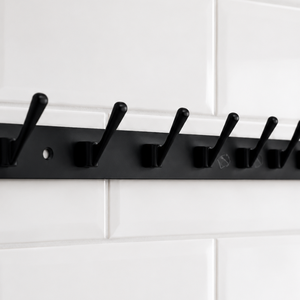 Black Metal Wall Mount Hook Rail 8 Hooks Heavy Duty Coat <b>Rack</b> Space Saving Jacket Towel Bag Hat Clothes Organizer for Entryway - Product Image 2
