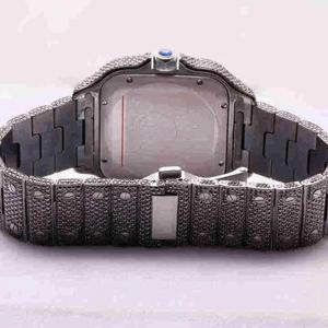 Luxury <b>Men's</b> Moissanite Diamond <b>Watch</b> Premium Quality <b>Black</b> Strap Reasonable <b>Black</b> Dial Window Made of Glass Designed <b>Watch</b> - Product Image 4