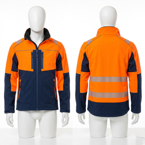 Chaqueta de Trabajo Premium de Poliéster Softshell de 320 GSM, con Paneles de Cinta Reflectante Naranja y Logotipo Bordado Personalizado - Product Image 2