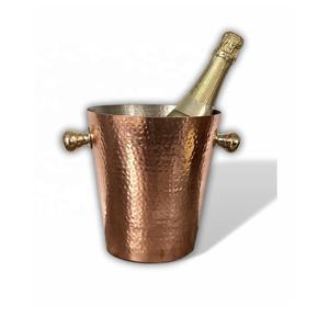 Enfriador de vino de acero inoxidable martillado en oro y aluminio, herramientas de barra de Metal DE LA India, Cubo de vino de Metal martillado - Product Image 5