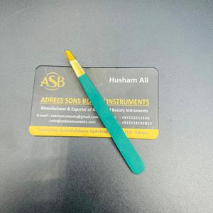 แหนบดึงขนคิ้วสีเขียวทองปลายเฉียง แหนบดึงขนบนใบหน้า สีเขียวทอง ปลายสแตนเลสสตีลสองสี แหนบเสริมความงาม - Product Image 3