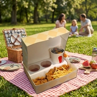 Boîte à Fish and Chips à 2 Compartiments Personnalisable – Carton Alimentaire en Papier Divisé pour Pizza, Rangement Séparé pour Poisson et Frites
