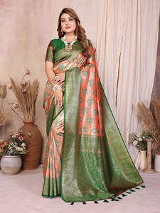Modern Banarasi <b>Tissue</b> Silk Saree for Women-Party <b>Wedding</b> Diwali Occasions - Product Image 3