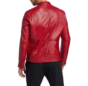 Daily Casual Men Leather Bomber <b>Jacket</b> Adjustable Cuffs Secure Closure Side Pockets Water Resistant Men Leather Bomber <b>Jacket</b> - Product Image 6